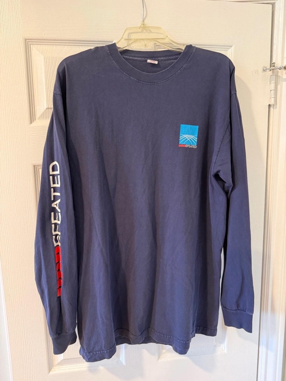 Undefeated Navy Long-Sleeve Logo Tee with Blue Chest Patch